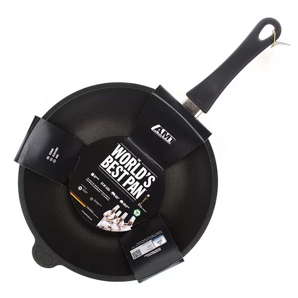 Сковорода-вок 28 см с антипригарным покрытием объем 2,2л, НЕиндукционный, фиксированная ручка, AMT Gastroguss, AMT1128S FIX - изобр. 10