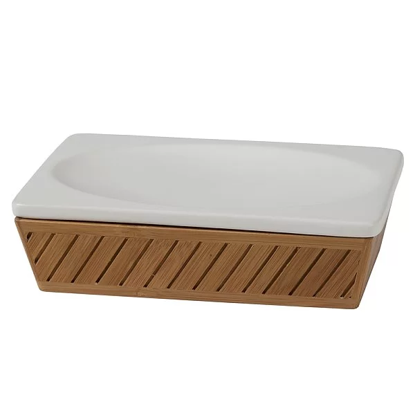 Мыльница Spa Bamboo 3х13х9 см, материал керамика+дерево, Creative Bath, США, SBM56BR - изобр. 7