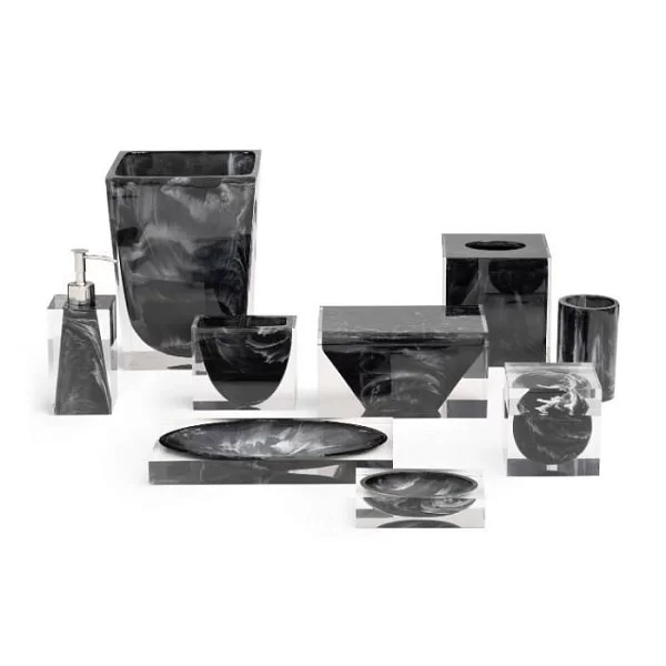 Косметическая емкость Ducale Black 9,5х9,5х9,5 см, полистоун, Kassatex, США, ADE-CJ-BW - изобр. 8