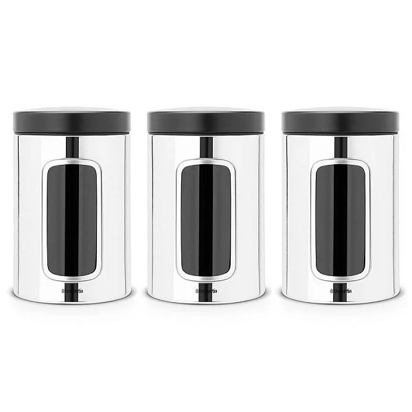 Набор контейнеров с окном 3 шт, 1,4л, хром, Brabantia, 247286 - изобр. 7