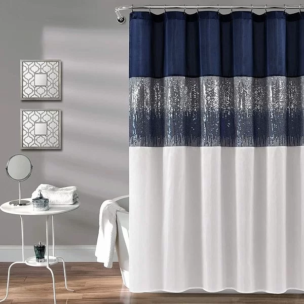 Шторка для ванной комнаты Sky 180х180 см, полиэстер, цвет синий + белый, Carnation Home Fashions, США, SKY180NW - изобр. 8