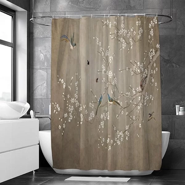 Шторка для ванной комнаты Birds of Paradise, 180х200 см, цвет бежевый, полиэстер, Carnation Home Fashions, США, BPB180BGE - изобр. 8