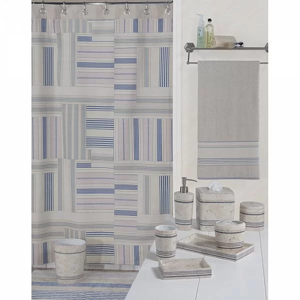 Бокс для салфеток Ticking Stripe 15х15х15 см, материал керамика, Creative Bath, США, TIC58BLU - изобр. 8