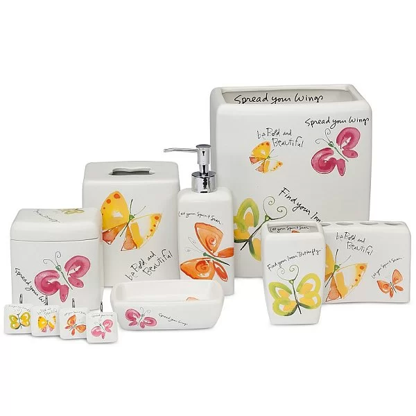 Бокс для салфеток Flutterby 15х15х15 см, материал керамика, Creative Bath, США, FLU58MULT - изобр. 8