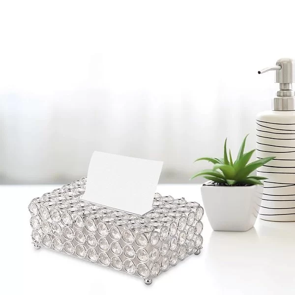 Бокс для салфеток Crystal Round Silver 22х13,5х8 см, металл + хрустальное стекло, цвет серебряный, Kassatex, США, CRD-TH-SLV - изобр. 8