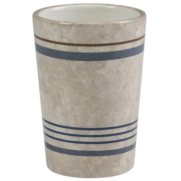 Стакан для зубной пасты Ticking Stripe 9х9х11 см, материал керамика, Creative Bath, США, TIC11BLU - изобр. 7
