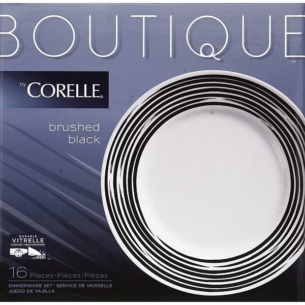 Набор посуды 16 предметов Brushed Black на 4 персоны, cтекло, Corelle, 1117022 - изобр. 12