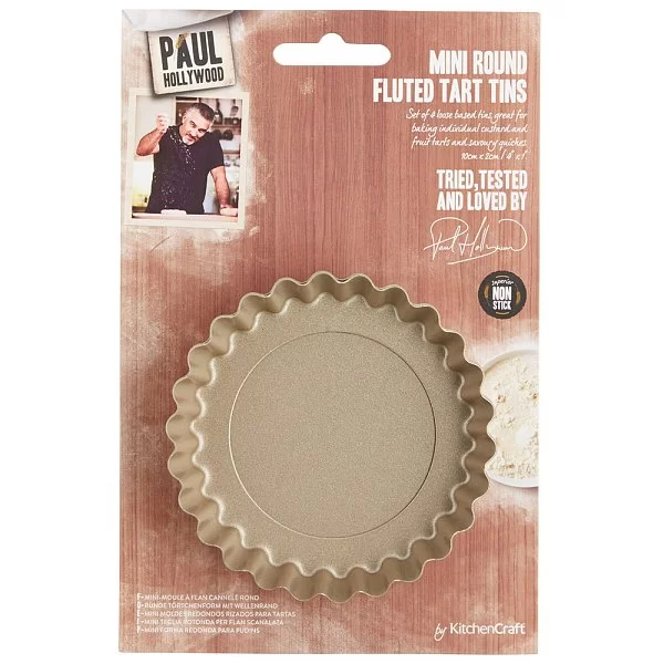 Набор из 4-х формочек для выпечки Paul Hollywood 10x2 см, металл, цвет бежевый, Kitchen Craft, Великобритания, PHMINIFLAN - изобр. 8