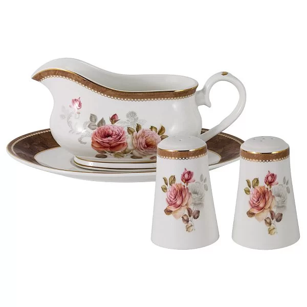 Обеденный сервиз "Английская роза" на 6 персон 27 предметов, костяной фарфор, цвет белый, Anna Lafarg Emily, AL-M2188_27-E9 - изобр. 10