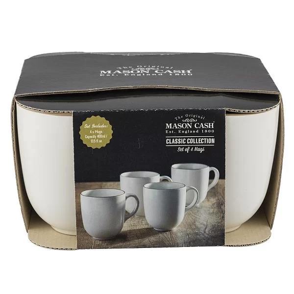 Набор кружек Classic 4 шт, объем 450 мл, материал каменная керамика, цвет белый, Mason Cash, Великобритания, 2001.895 - изобр. 8