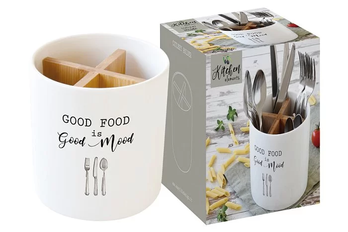 Банка-подставка для приборов Kitchen Elements диаметр 14,5 см, высота 13,5 см, фарфор, Easy Life, EL-R1912_KITE - изобр. 7