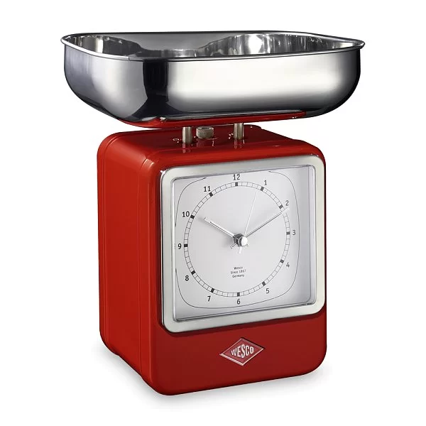 Кухонные весы с часами Retro Style цвет красный, Wesco, Германия, 322204-02 - изобр. 7