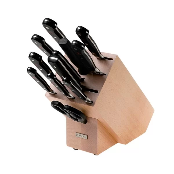 Набор из 9 кухонных ножей + ножницы+вилка+мусат на деревянной подставке, кованая сталь, Wusthof, Германия, 1090171201 - изобр. 9