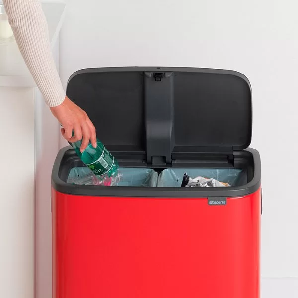Мусорный бак 2-х секционный Touch Bin Bo объем 30 + 30 л, 54,5x31,2x65,6 см, нержавеющая сталь, цвет пламенно-красный, Brabantia, Бельгия, 221507 - изобр. 14