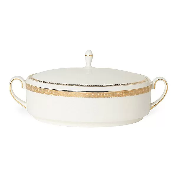 Блюдо для овощей с крышкой Vera Wang Lace Gold 30x20x12 см, 1400 мл, материал фарфор, цвет белый Wedgwood, Великобритания, 50146905601 - изобр. 7