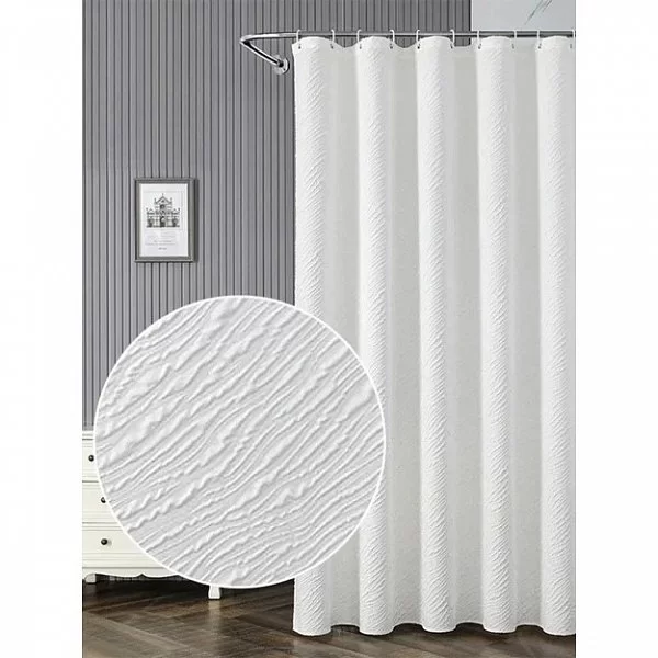 Шторка для ванной комнаты White Flow 180х200 см, полиэстер, цвет белый, Carnation Home Fashions, SFW21 - изобр. 7