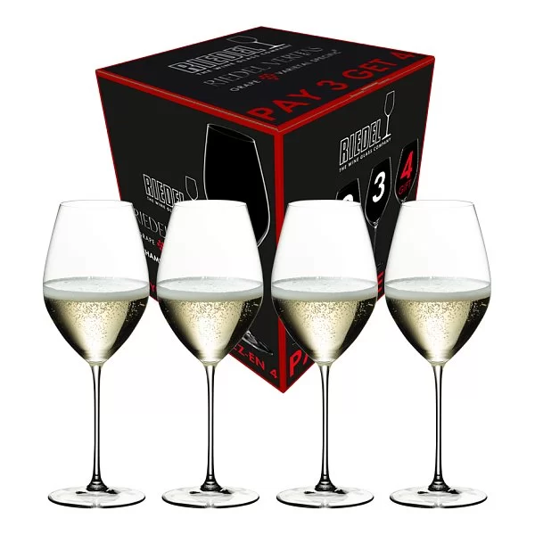 Набор бокалов для шампанского Champagne 445 мл, хрусталь, 4 шт, Veritas, Riedel, 5449/28 - изобр. 9