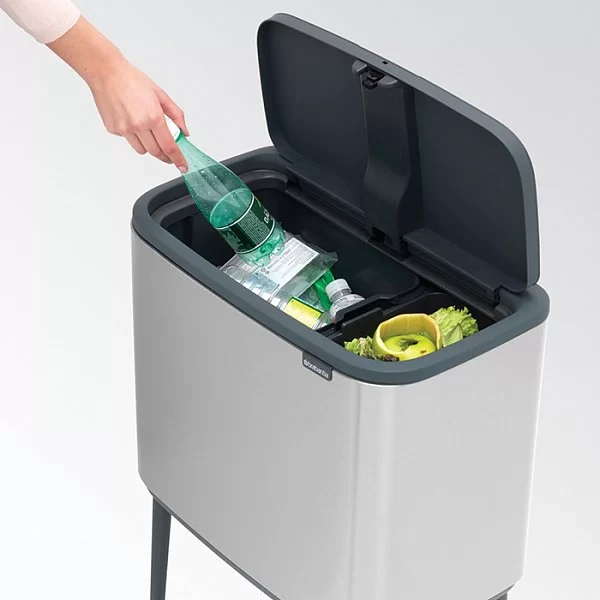 Мусорный бак 2 секции 11+23л, стальной матовый, Brabantia, 316227 - изобр. 13