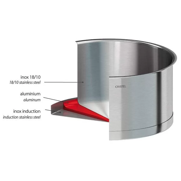 Высокая кастрюля Strate 5,3 л, диаметр 20 см, матовая нержавеющая сталь 18/10, Cristel, Франция, M20QL - изобр. 9