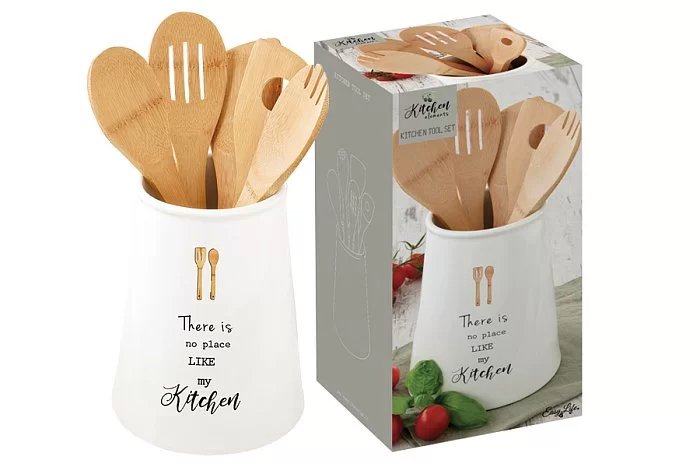 Банка-подставка с кухонными аксессуарами Kitchen Elements 15х19 см, 5 предметов, Easy Life, EL-R1911_KITE - изобр. 7
