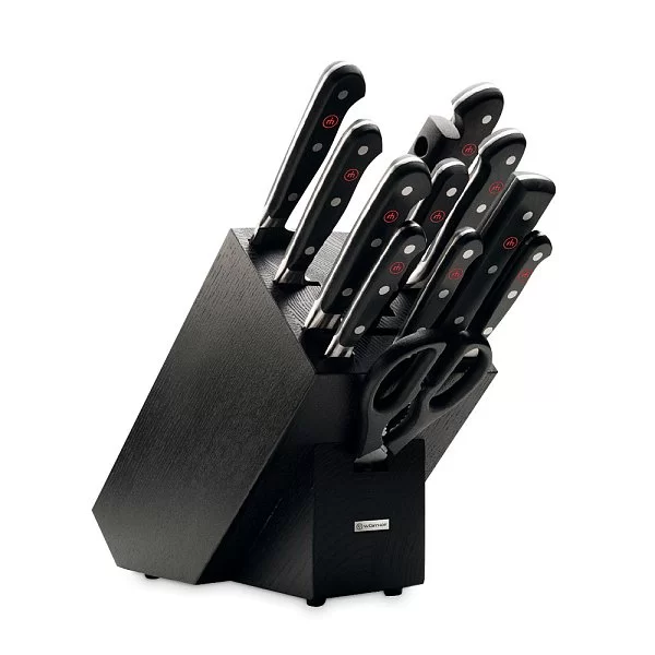 Набор из 9 кухонных ножей + ножницы+вилка+мусат на деревянной подставке, кованая сталь, Wusthof, Германия, 1090171204 - изобр. 7