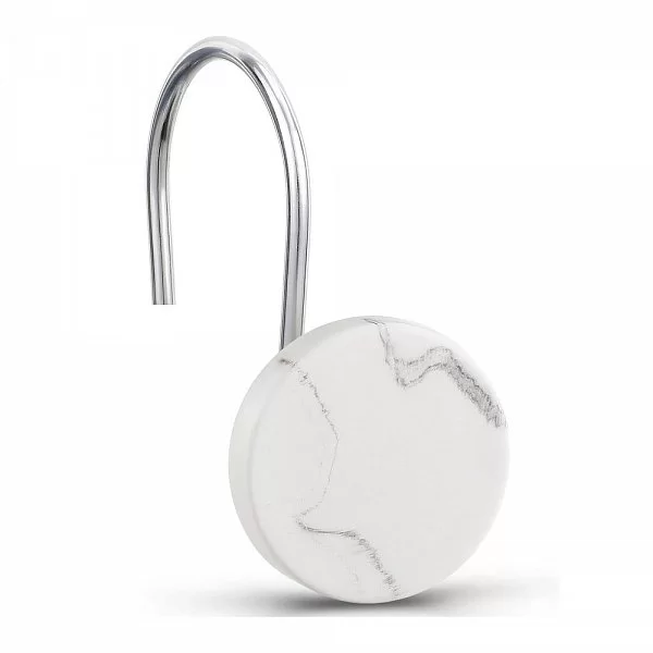 Набор из 12 крючков для шторки Marble White, металл + полистоун, цвет белый, Carnation Home Fashions, США, MRB-BT/21 - изобр. 11