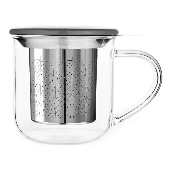 Чайная кружка с ситечком и фарфоровой крышкой Minima Eva, объем 400 мл, цвет серый, стекло, Viva Scandinavia, Дания, V82748 - изобр. 7