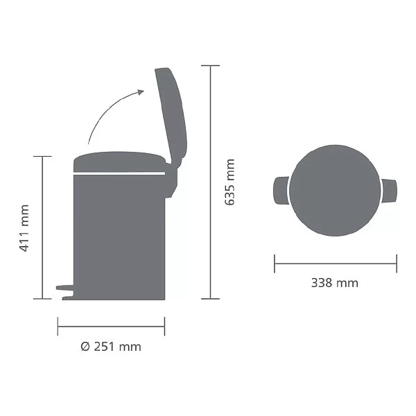 Мусорный бак с педалью NewIcon, 12л, белый, Brabantia, 111969 - изобр. 12