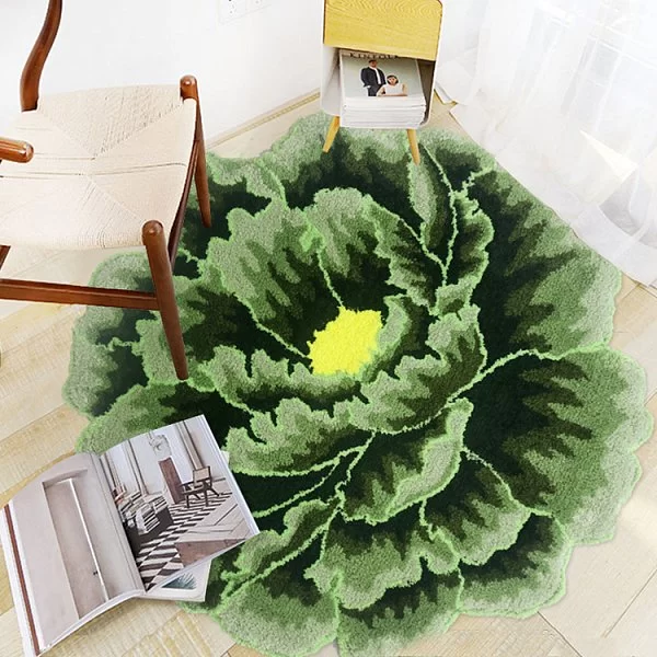 Коврик для ванной комнаты Peony Flower, диаметр 60 см, цвет зеленый, полиэстер, Carnation Home Fashions, США, FLW60GRN - изобр. 8