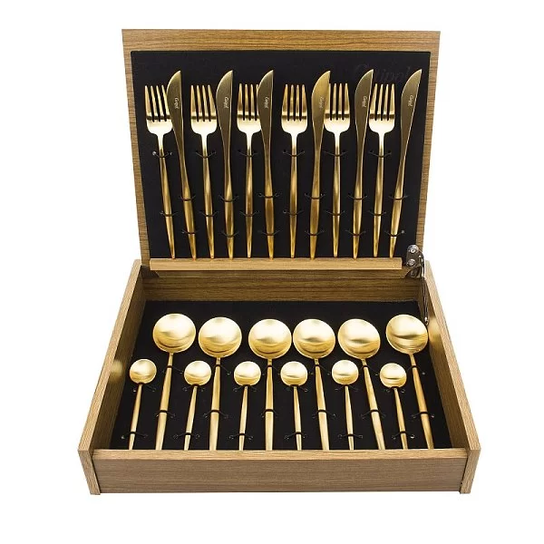 Набор столовых приборов Moon Gold Brushed на 6 персон, 24 предмета, цвет золотой, нержавеющая сталь, Cutipol, Португалия, MO.006 GB - изобр. 15