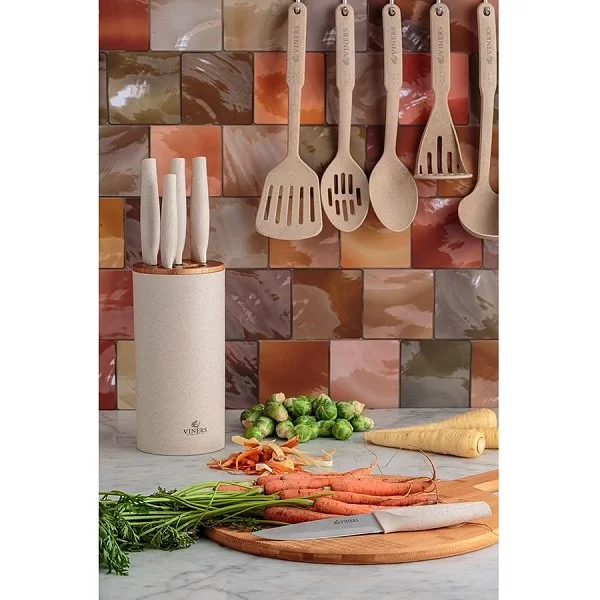 Набор из 5-ти кухонных ножей на подставке Organic нержавеющая сталь + полипропилен, цвет бежевый, Viners, Великобритания, v_0305.186 - изобр. 9