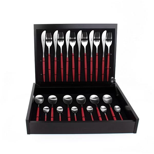 Набор столовых приборов Mio Matte Red на 6 персон, 24 предмета, цвет красный, нержавеющая сталь, Cutipol, Португалия, MI.006 R - изобр. 12