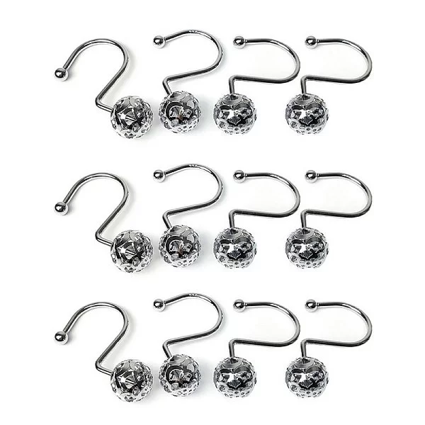 Набор из 12 крючков для шторки Ball Hole Type Hook Silver, 2,2х7 см, цвет серебряный, металл, Carnation Home Fashions, США, SFH-BAL/03 - изобр. 9