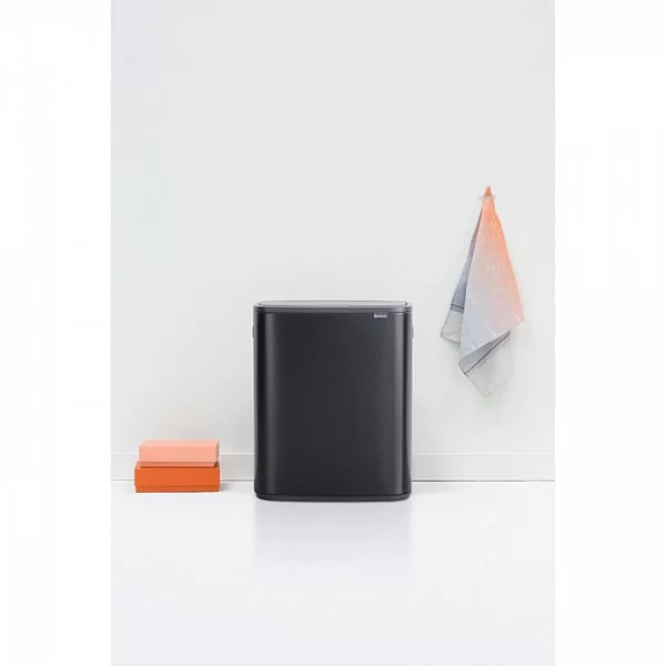 Мусорный бак 2-х секционный Touch Bin Bo объем 30 + 30 л, 54,1x36,3x65,2 см, нержавеющая сталь, цвет черный матовый, Brabantia, Бельгия, 221484 - изобр. 8