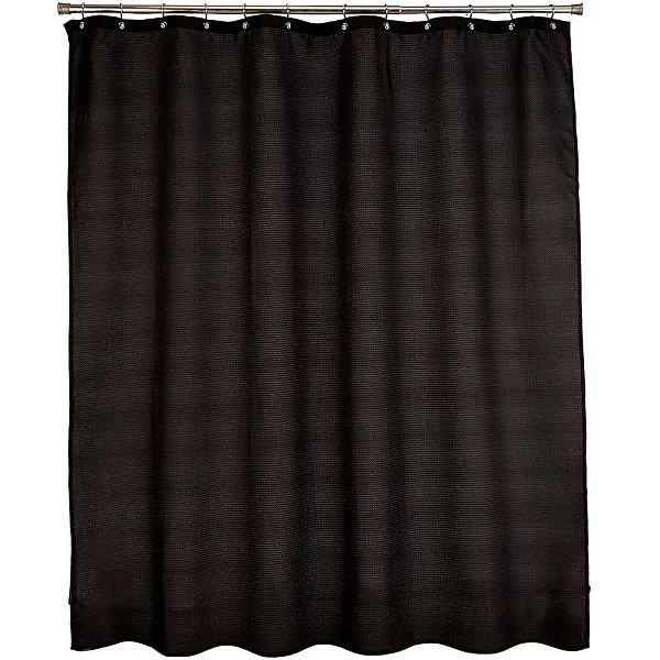 Шторка для ванной Waffle Weave Black 183x213 см, цвет черный, материал хлопок, Carnation Home Fashions, США, FCOT1/XL/16 - изобр. 7