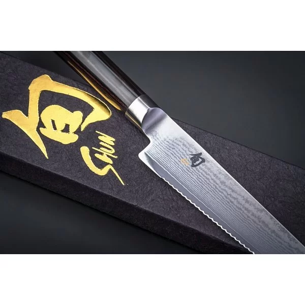 Нож для томатов Serrated Petty длина лезвия 16,5 см, сталь VG-MAX в обкладках из дамаска, Kai, Япония, DM-0722 - изобр. 11