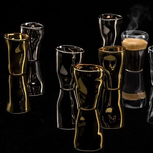 Стакан для эспрессо с блюдцем Unik 100 мл, в подарочной тубе, материал хрусталь, золотой, Eisch, Германия, 30013201 - изобр. 9