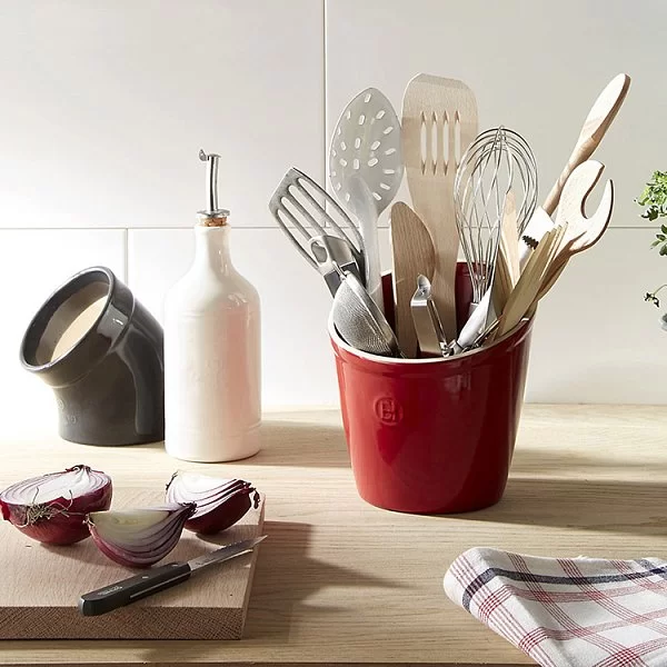 Стакан для кухонных аксессуаров 14x16 см, объем 1 л, керамика, цвет лавровый лист, Emile Henry, Франция, 190218 - изобр. 9