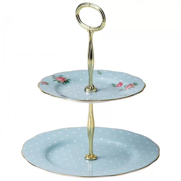 Этажерка для пирожных Polka Rose диаметр 21,6 см, материал фарфор, Royal Albert, Великобритания, POLBLU25866 - изобр. 7