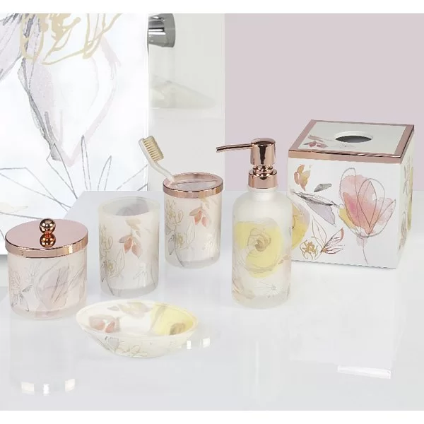 Косметическая емкость с крышкой Blush&Blooming 10х10х8,5 см, керамика + металл, Creative Bath, США, BLU25MULT - изобр. 8