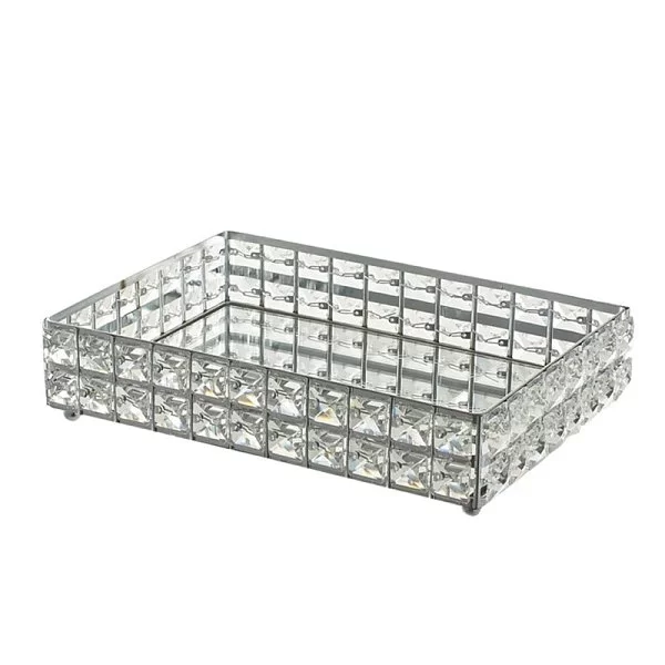 Подставка для предметов Crystal Silver 35,5х25х6 см, металл + хрустальное стекло, цвет серебряный, Kassatex, США, CRY-STR-SLV - изобр. 7