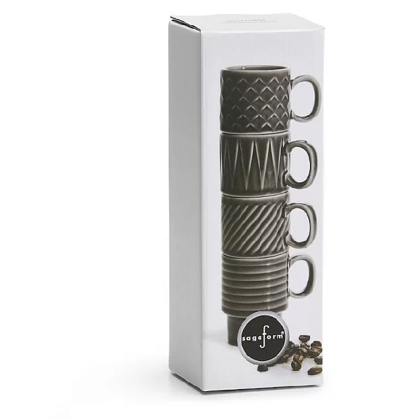 Набор 4 кружек для эспрессо Coffee and More, 100 мл, керамика, цвет серый, SagаForm, Швеция, 5018070 - изобр. 9