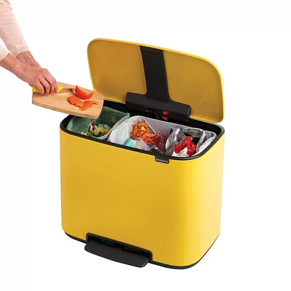 Мусорный бак 2 секции Pedal Bin Bo, желтая маргаритка, 11+23л, Brabantia, 121180 - изобр. 17