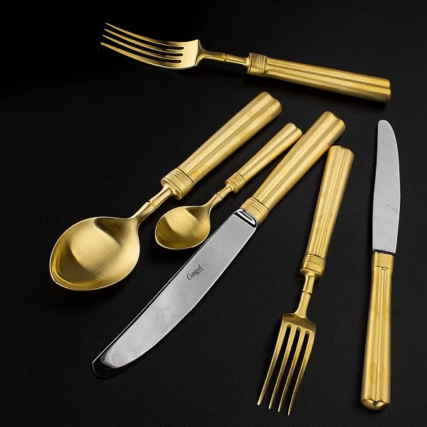 Набор столовых приборов Fontainebleau Gold Brushed на 12 персон, 72 предмета, цвет золотой, нержавеющая сталь, Cutipol, Португалия, P1A.72 GB - изобр. 16