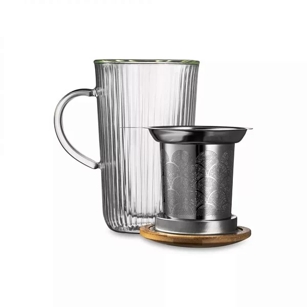 Кружка с двойными стенками, крышкой и ситечком Home Mon matin 450 мл, стекло, Decor de table, DDT-DW967B-450/TM - изобр. 9