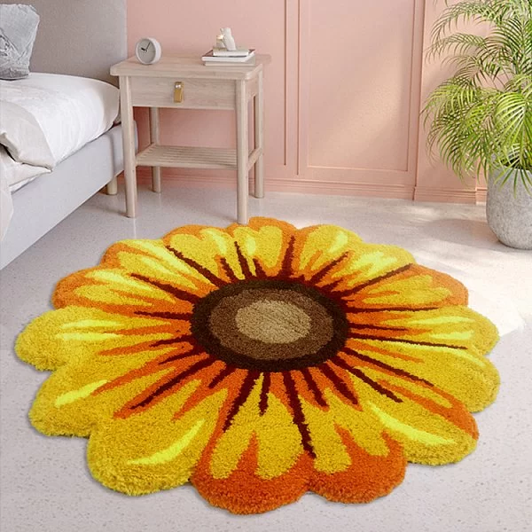 Коврик для ванной комнаты Gerbera Flower, диаметр 65 см, цвет желтый, полиэстер, Carnation Home Fashions, США, FLWG65YEL - изобр. 8
