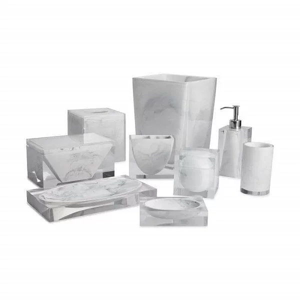 Косметическая емкость Ducale White 9,5х9,5х9,5 см, полистоун, Kassatex, США, ADE-CJ-WB - изобр. 9