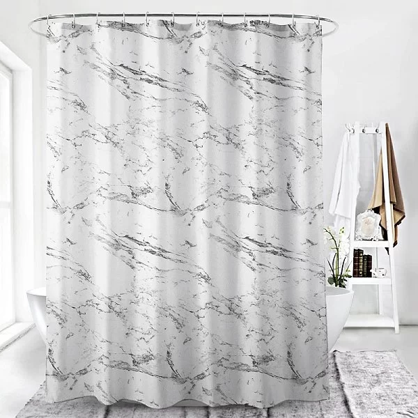 Шторка для ванной комнаты Marble Wave, 180х180 см, цвет белый, полиэстер, Carnation Home Fashions, США, MRW115W - изобр. 8