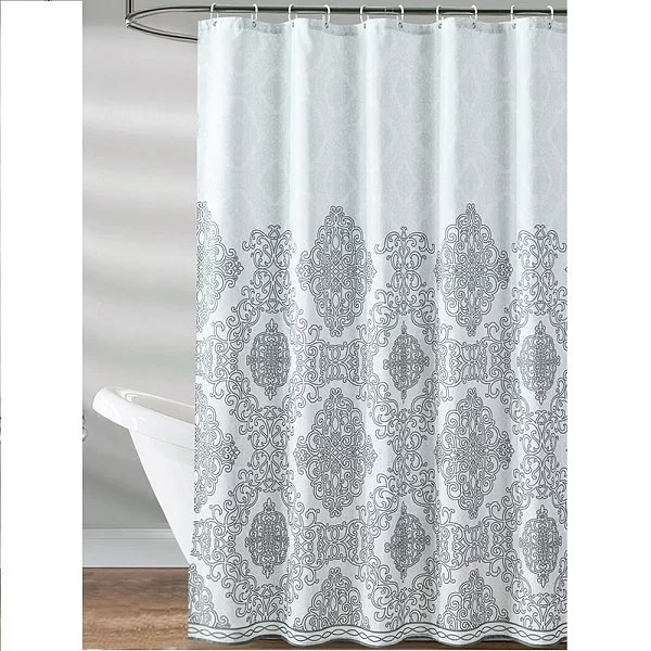 Шторка для ванной комнаты Pattern Silver, 180х200 см, цвет серый, полиэстер, Carnation Home Fashions, TEM180SLV - изобр. 8