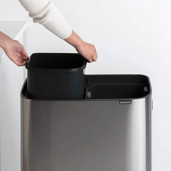 Мусорный бак 2-х секционный Touch Bin Bo Hi объем 30+30 л, 54,5x31,2x81,5 см, нержавеющая сталь, цвет стальной матовый, Brabantia, Бельгия, 130649 - изобр. 9